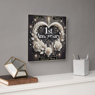 Elegant 1e Jubileum papieren hart Vierkante Klok