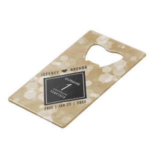 Elegant 1e Jubileum voor weddenschappen op papier Kredietkaart Flessenopener