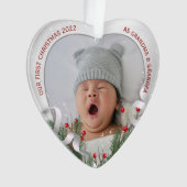 Elegant 1e kerstgrootouders Silver Lijst Ornament (voorkant)