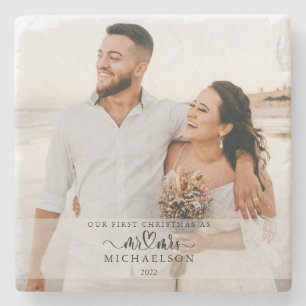 Elegant 1e Kerstmis, getrouwd met de heer en mevro Stenen Onderzetter