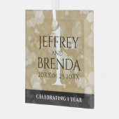 Elegant 1st Paper Wedding Jubileum Celebration Glas Ornament (Voorkant links)