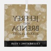 Elegant 1st Paper Wedding Jubileum Celebration Glas Ornament (Achterkant)