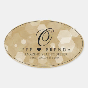 Elegant 1st Paper Wedding Jubileum Celebration Ovale Sticker
