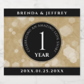 Elegant 1st Paper Wedding Jubileum Celebration Sparkling Wijnetiket (Enkel label)