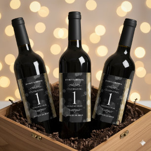 Elegant 1st Paper Wedding Jubileum Celebration Wijn Etiket