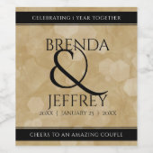 Elegant 1st Paper Wedding Jubileum Celebration Wijn Etiket (Enkel label)