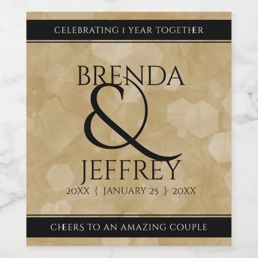 Elegant 1st Paper Wedding Jubileum Celebration Wijn Etiket (Enkel label)