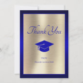 Elegant 2024 Afstuderen dank u Script Blue Gold Bedankkaart (Voorkant)
