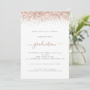 Elegant 2024 Afstuderen Roos Gouden Glitter Kaart