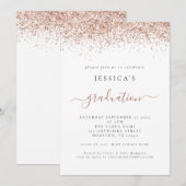 Elegant 2024 Afstuderen Roos Gouden Glitter Kaart (Voorkant / Achterkant)