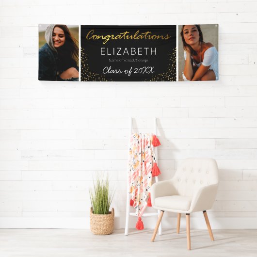 Elegant 2025 Twee Afstuderen fotobanner Spandoek (Insitu)