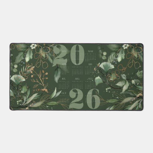 Élégant 2026 Calendrier Eucalyptus Green Gold (Recto)