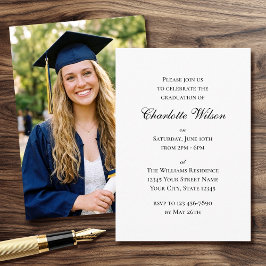 Elegant 2026 Graduation Party Photo Invitation  Informatiekaartje