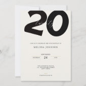 Elegant 20th Birthday Invitation - Minimal Style (Devant)