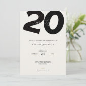 Elegant 20th Birthday Invitation - Minimal Style (Debout devant)