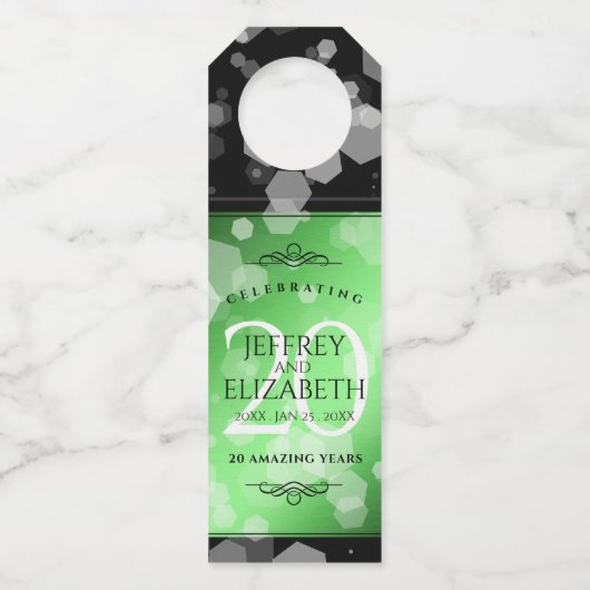 Elegant 20th Emerald Wedding Jubileum Flessenhanger (Voorkant)