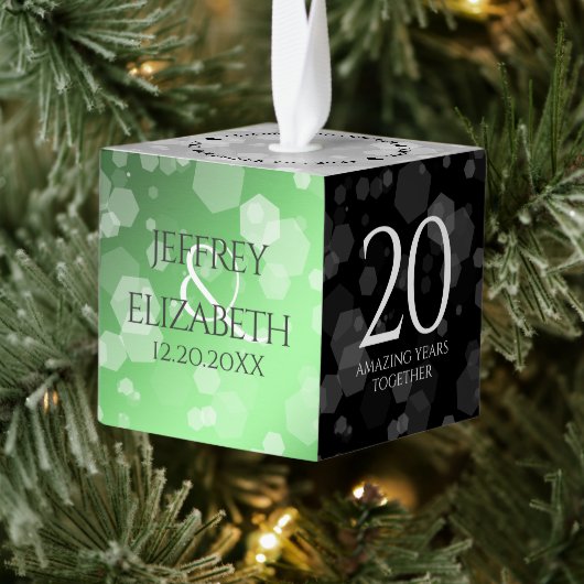 Elegant 20th Emerald Wedding Jubileum Kubus Ornament (Boom)