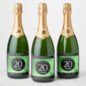 Elegant 20th Emerald Wedding Jubileum Sparkling Wijnetiket (Flessen)