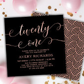 Elegant 21 Roos gouden script 21e verjaardag Kaart