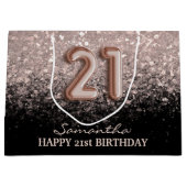 Elegant 21e Roos op zaterdag Gold Glitter Sparkle Groot Cadeauzakje (Voorkant)