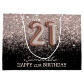 Elegant 21e Roos op zaterdag Gold Glitter Sparkle Groot Cadeauzakje (Achterkant)