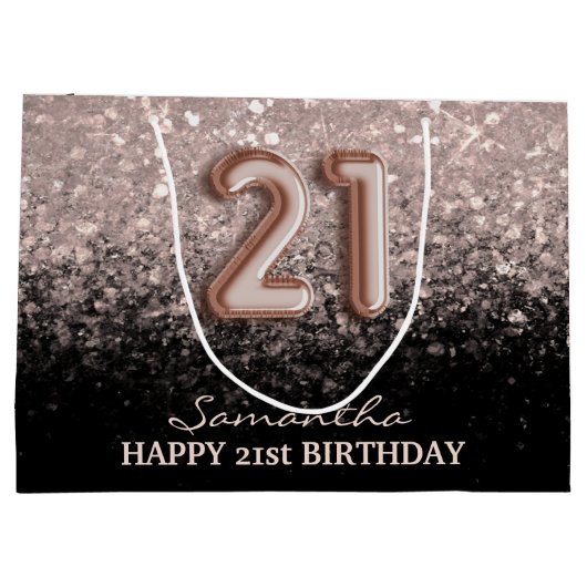 Elegant 21e Roos op zaterdag Gold Glitter Sparkle Groot Cadeauzakje (Achterkant)