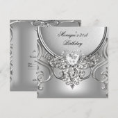 Elegant 21e verjaardag van Silver Diamond Kaart (Voorkant / Achterkant)