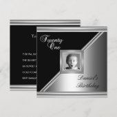 Elegant 21st 21st 21e verjaardag Black Silver Deco Kaart (Voorkant / Achterkant)