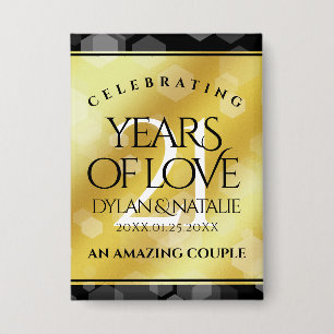 Elegant 21st Brass Wedding Jubileum Celebration Button