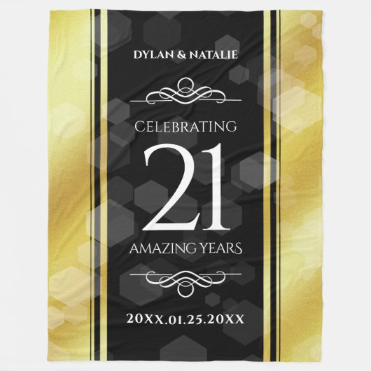 Elegant 21st Brass Wedding Jubileum Celebration Fleece Deken (Voorkant)