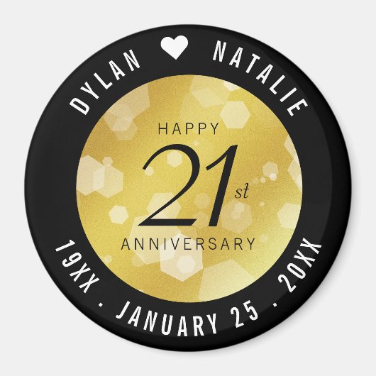 Elegant 21st Brass Wedding Jubileum Celebration Magneet (Voorkant)