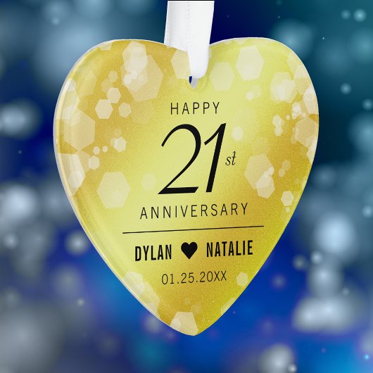 Elegant 21st Brass Wedding Jubileum Celebration Ornament