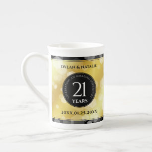 Elegant 21st Brass Wedding Jubileum Celebration Porselein Kop