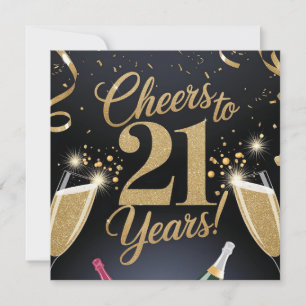 "Elegant 21ste verjaardag ontwerp – Gouden glitter Kaart