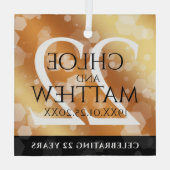 Elegant 22e Copper Wedding Jubileum Glas Ornament (Achterkant)