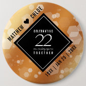 Elegant 22e Copper Wedding Jubileum Ronde Button 6,0 Cm (Voorkant)