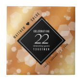 Elegant 22e Copper Wedding Jubileum Tegeltje (Voorkant)