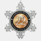 Elegant 22e Copper Wedding Jubileum Tin Sneeuwvlok Ornament (Voorkant)