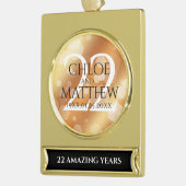 Elegant 22e Copper Wedding Jubileum Verguld Banner Ornament (Links)