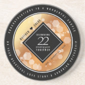 Elegant 22e Copper Wedding Jubileum Zandsteen Onderzetter (Voorkant)