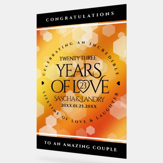 Elegant 23rd Imperial Topaz Wedding Jubileum Acryl Bord (Hoek)