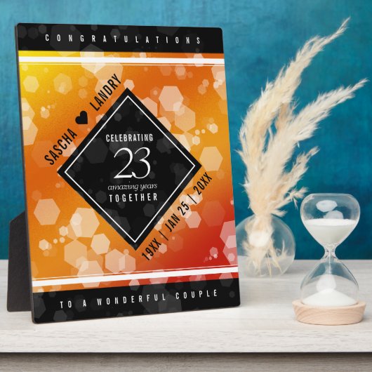 Elegant 23rd Imperial Topaz Wedding Jubileum Fotoplaat (Zijkant)