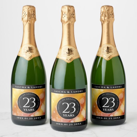 Elegant 23rd Imperial Topaz Wedding Jubileum Sparkling Wijnetiket (Flessen)