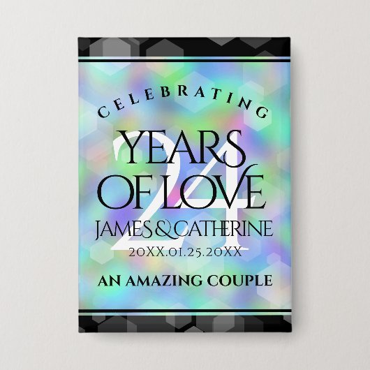 Elegant 24th Opal Wedding Jubileum Celebration Button (Voorkant)