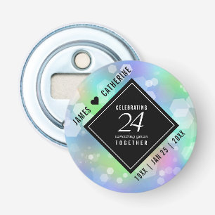 Elegant 24th Opal Wedding Jubileum Celebration Button Flesopener