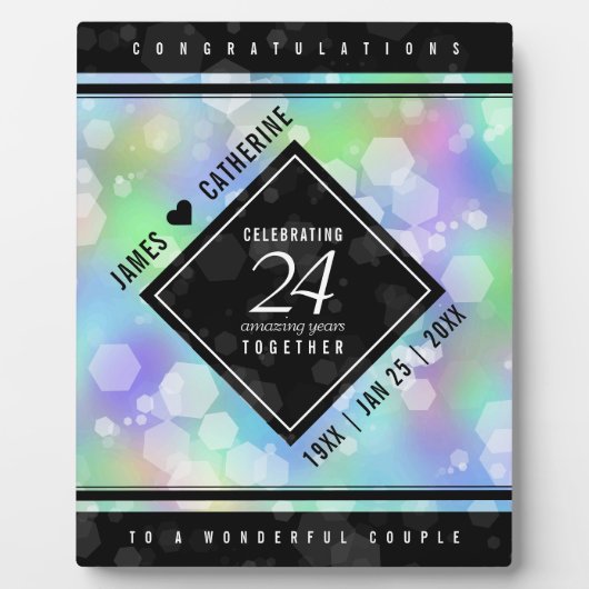 Elegant 24th Opal Wedding Jubileum Celebration Fotoplaat (Voorkant)