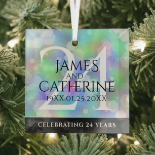 Elegant 24th Opal Wedding Jubileum Celebration Glas Ornament
