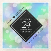 Elegant 24th Opal Wedding Jubileum Celebration Glazen Onderzetter (Voorkant)