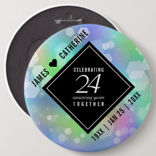 Elegant 24th Opal Wedding Jubileum Celebration Ronde Button 6,0 Cm