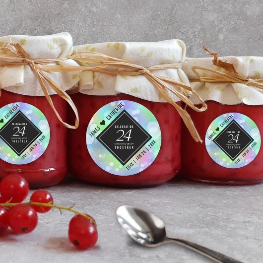 Elegant 24th Opal Wedding Jubileum Celebration Ronde Sticker